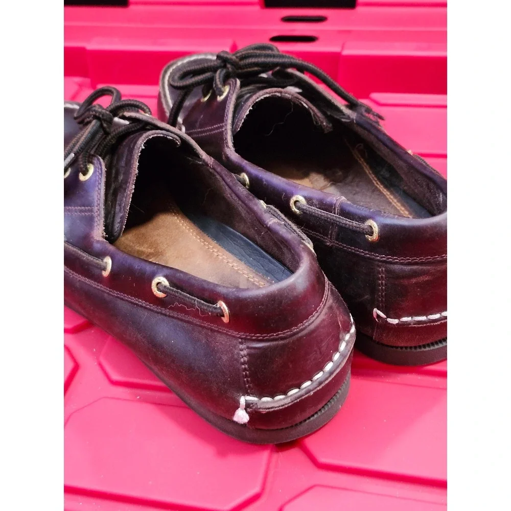 Dockers Mens Castaway Boat Deck Shoes Dark Brown Leather Loafers Casual Sz 11.5